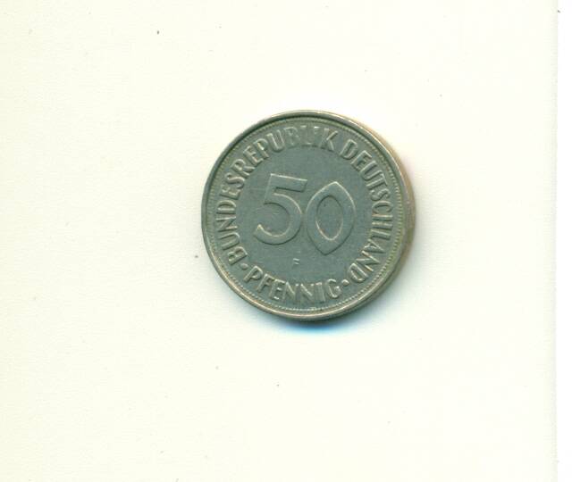 Монета. ФРГ.
50 пфеннингов
1972 г.