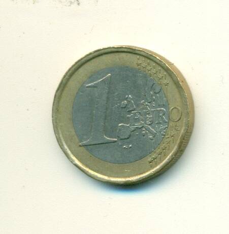 Монета.1 евро. С изображением витрувианского человека Леонардо  да Винчи. 2002г.