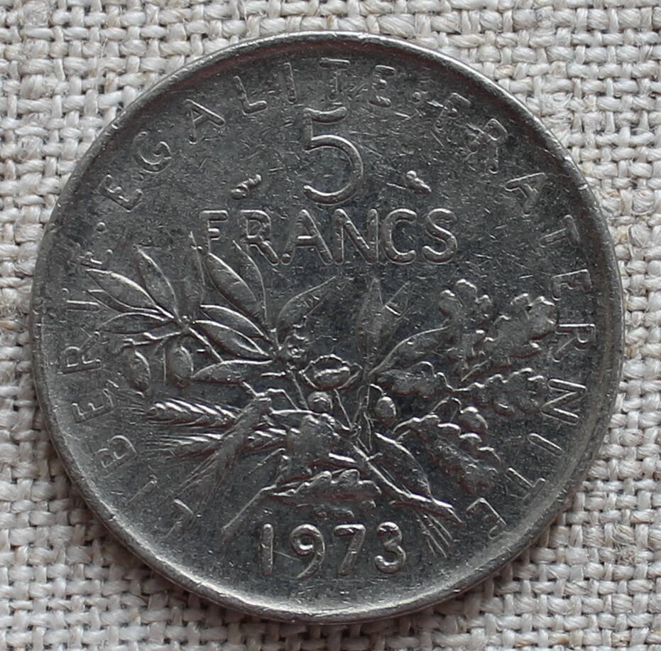 Монета  5 FRANCS.