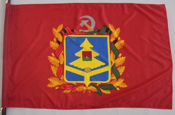 Флаг Брянской области, утверждённый Брянской Областной Думой 5 ноября 1998 года. 1999 год
