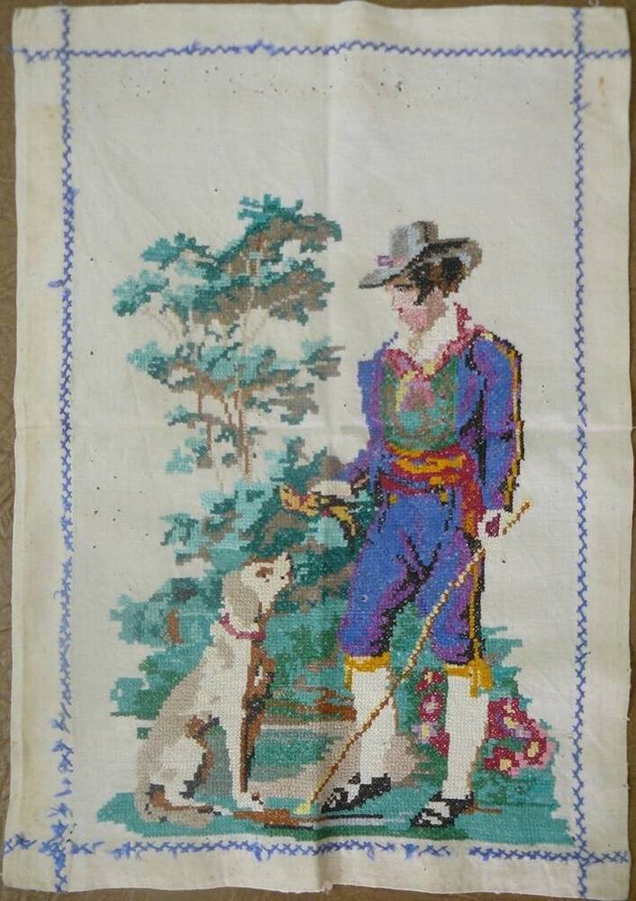 Салфетка из  белой хлопчатобумажной ткани с вышивкой, середина 50 годов XX века.