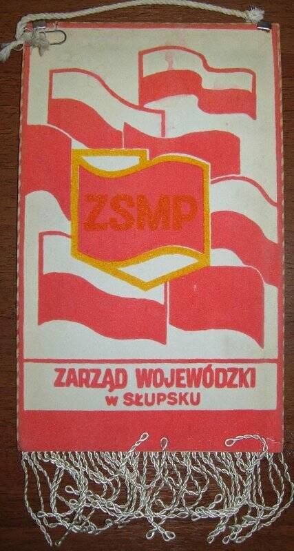 Вымпел ZARZAD WOJEWODZKI WSTUPSKU (8.I.-3.II-1979) со шнуром и бахромой