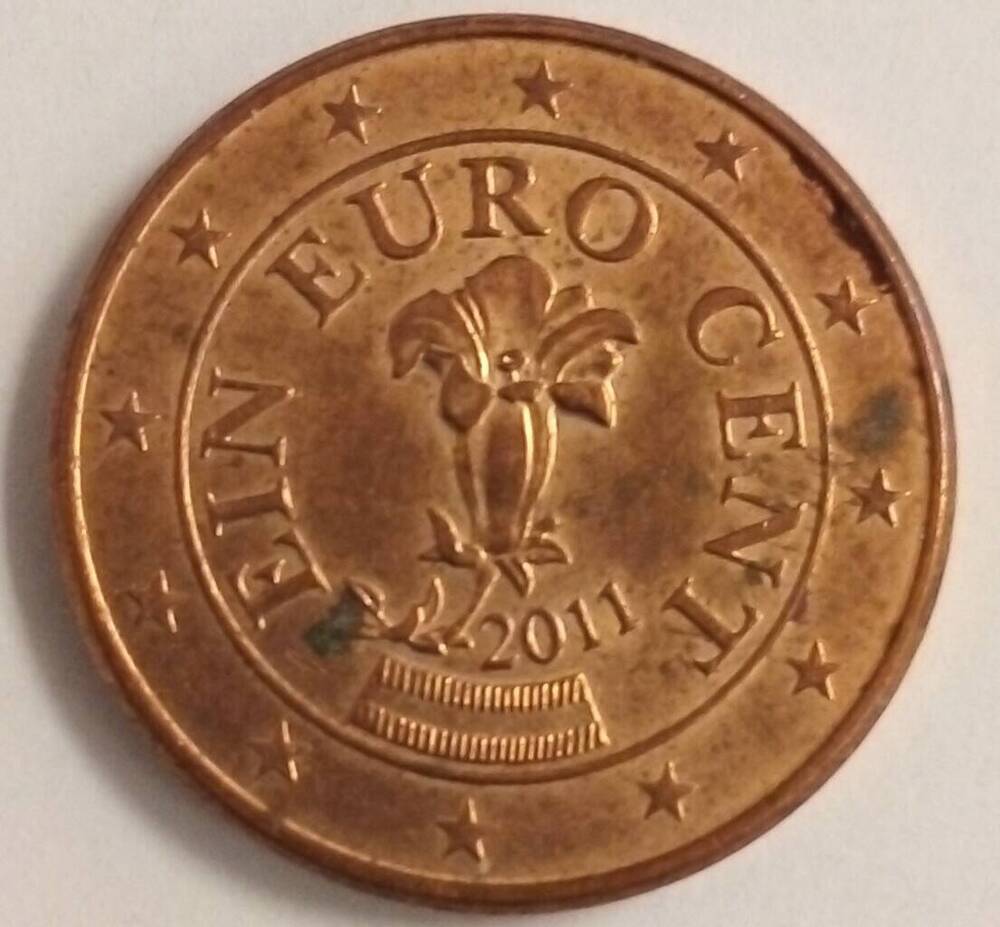 Монета 1 евро цент