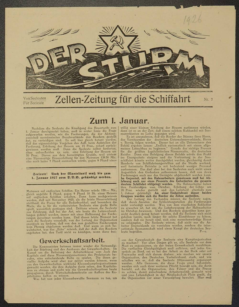 КПГ. Газета Der Sturm N 7.