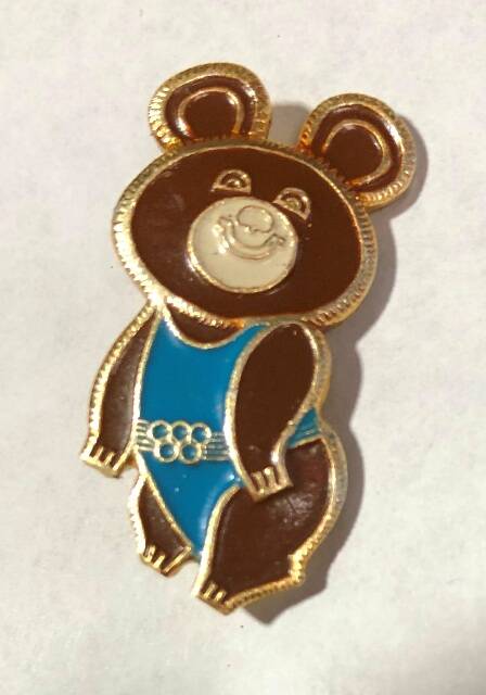 Значок сувенирный Олимпийский мишка.