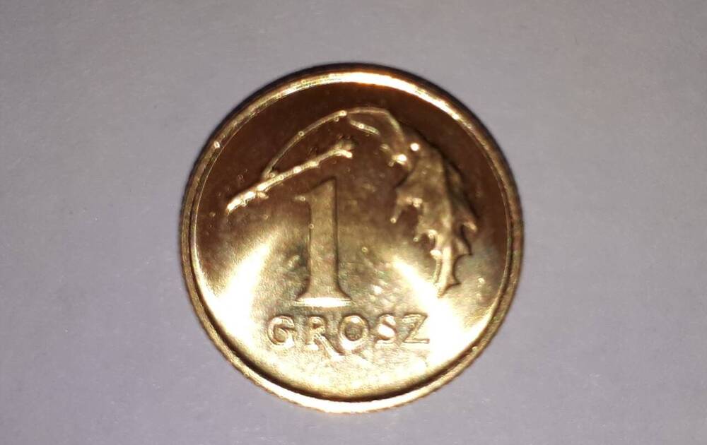 Монета. 1 грош (GROSZ) 2018 год, Польша