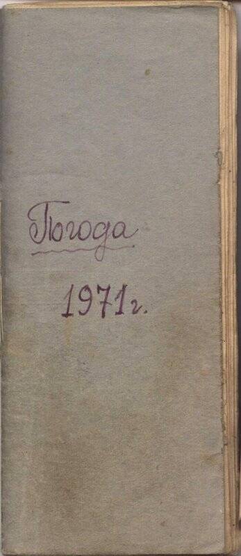 Дневник наблюдения погоды на 1971 г. Неклюдова Ивана Александровича