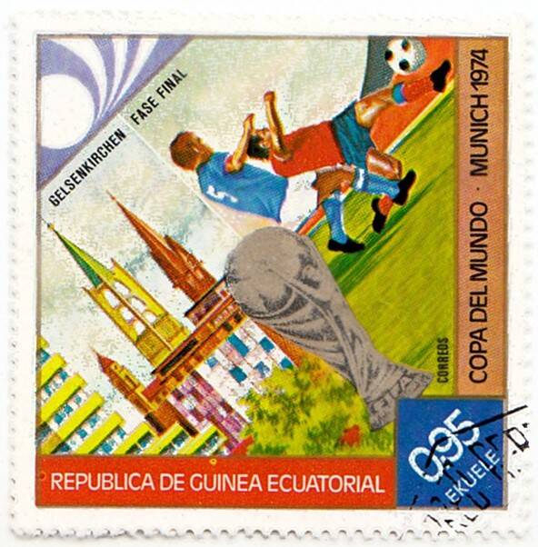 Марка почтовая, гашеная. Чемпионат мира по футболу Мюнхен 1974 г.