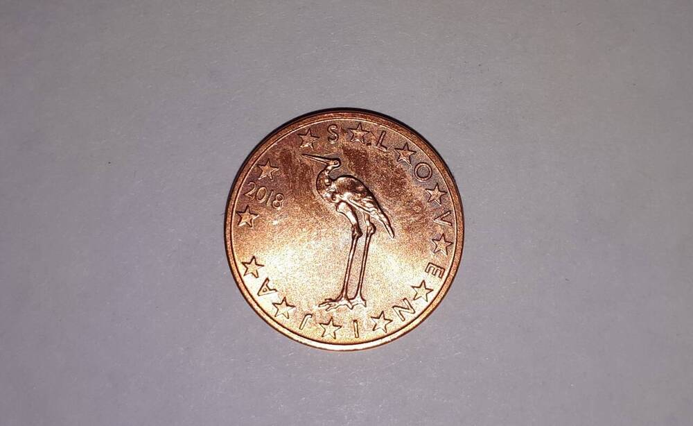 Монета. 1 евро цент (euro/cent), 2018 г., Словения
