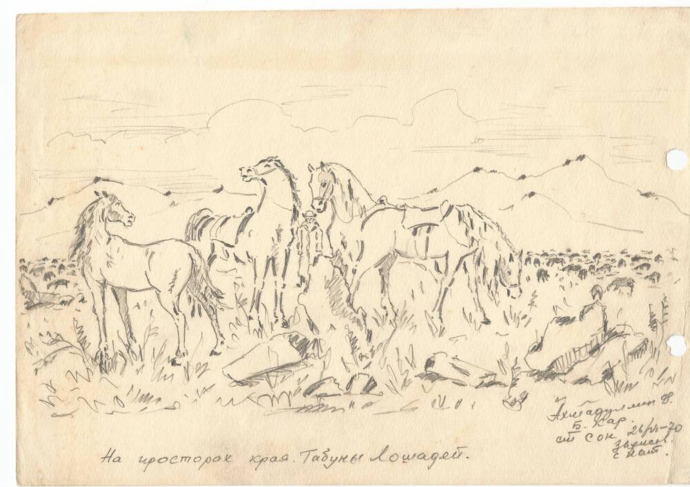 Рисунок Ф.З. Ахмадуллина «На просторах края. Табуны лошадей».