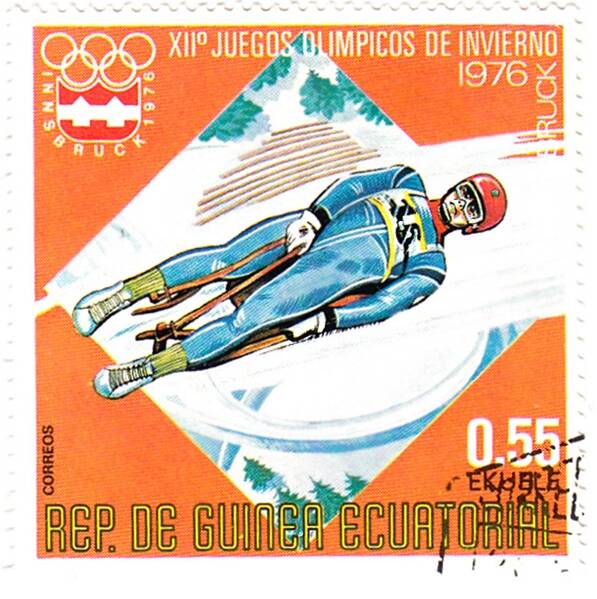 Марка почтовая, гашеная. XII Олимпийские игры в Инсбруке 1976 г.