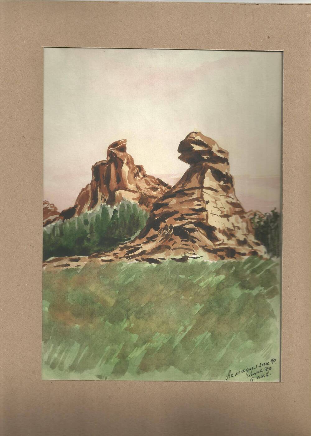 Рисунок Ф.З. Ахмадуллина «Это не пирамиды Хеопса в Египте, а Красноярские Столбы: гора Такмак, которая видна практически со всех точек города. Их видел В.И. Ленин».