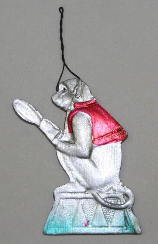 Игрушка елочная картонажная из серии «Цирк». Обезьяна с зеркалом