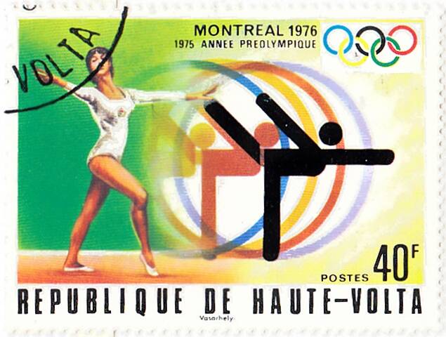Марка почтовая, гашеная. Олимпийские игры 1976 в Монреале.