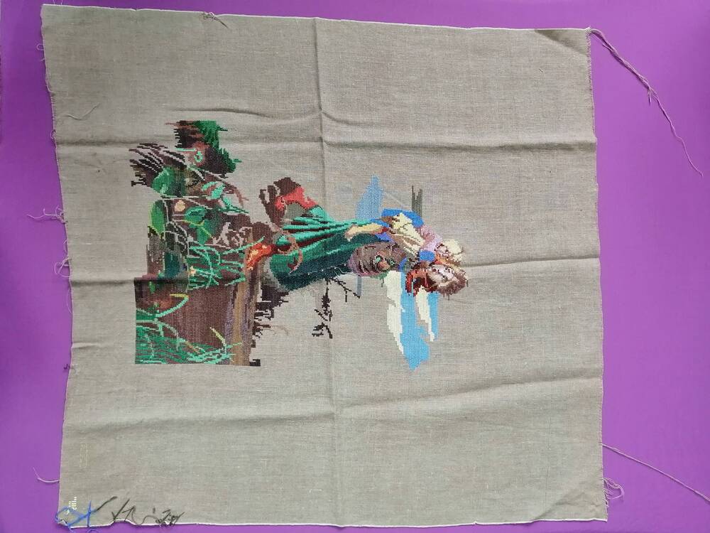 Вышивка крестом с картины Дети бегущие от грозы