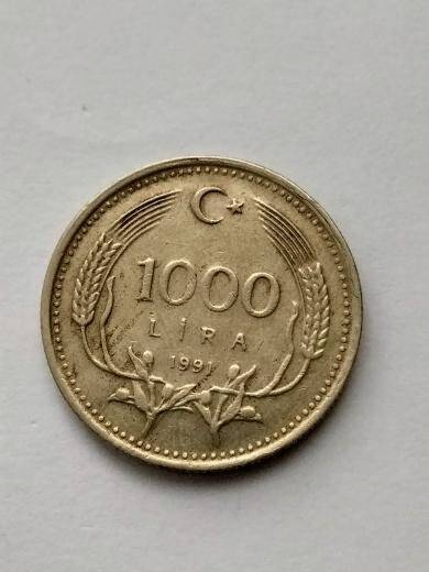 Монета 1000 лир. Турция