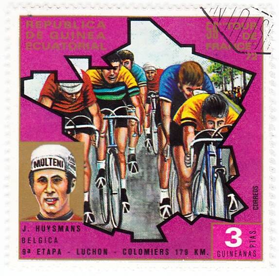 Марка почтовая, гашеная. Велогонка Тур де Франц 1972 г.