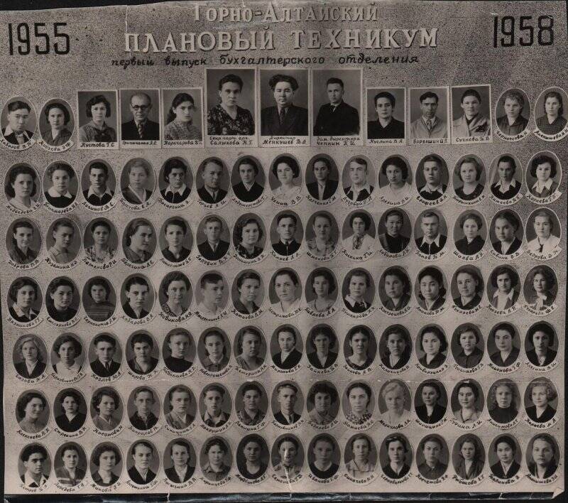 Фотография: Преподаватели и учащиеся Горно-Алтайского планово-экономического техникума. 1955-1958 гг.