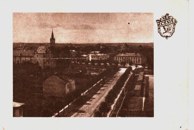 Открытка почтовая. Вид на город Цесис, Латвийская ССР. 1958г.