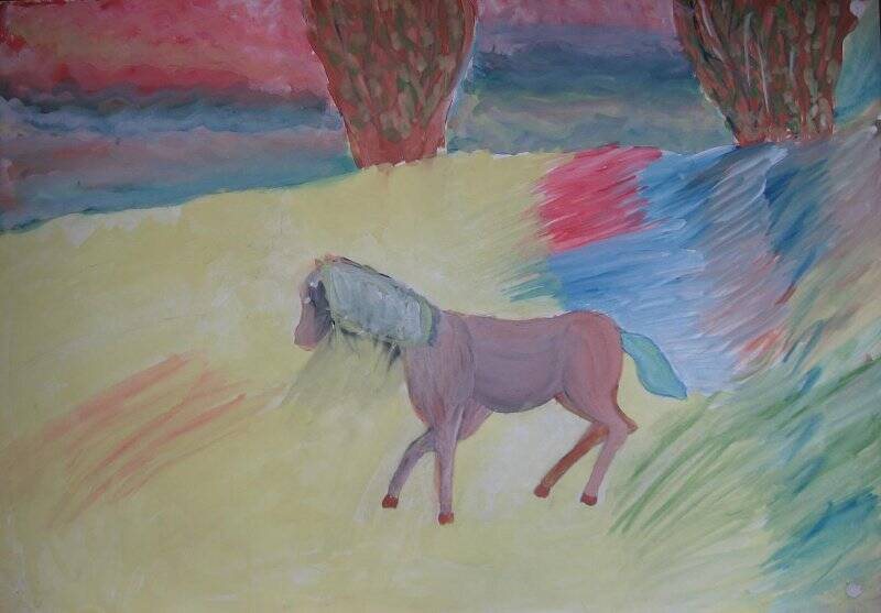 Конь. Детский рисунок