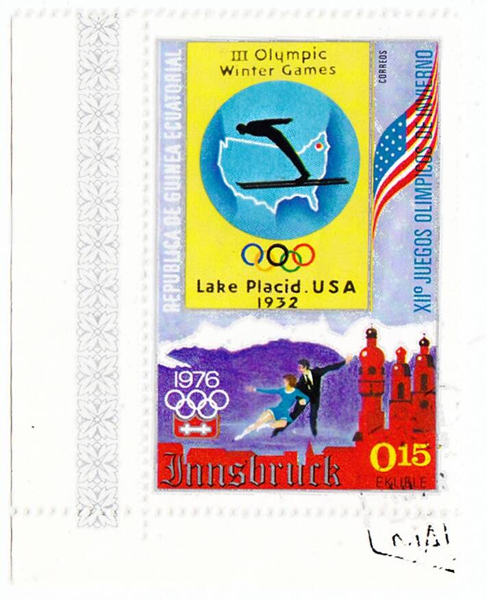 Марка почтовая, гашеная. XII зимние Олимпийские игры Инсбрук 1976 г.