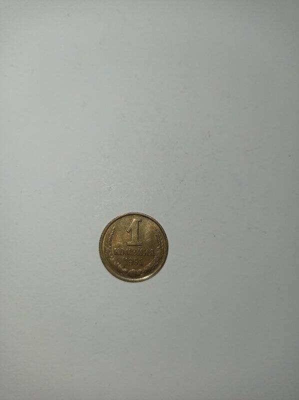 Монета 1 копейка 1991 год.
