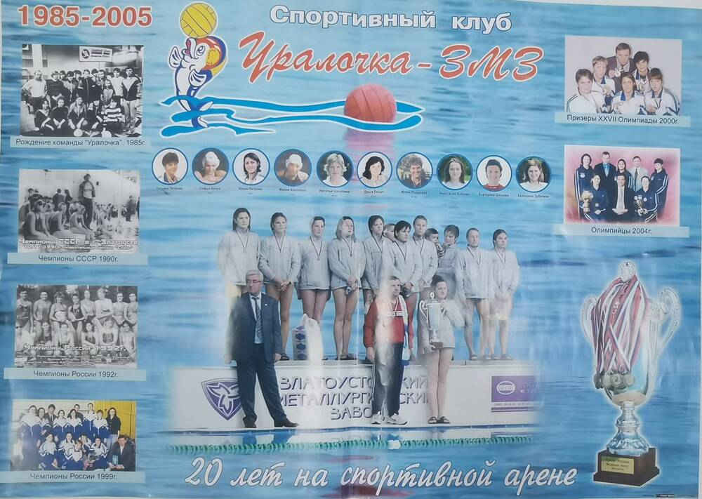 Плакат Уралочка  - ЗМЗ. Спортивный клуб. 1985-2005. 20 лет на спортивной арене, 2005 г.