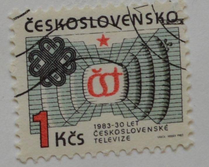 Марка почтовая. Телевидение. из Коллекции марок Чехословацкой Социалистической республики