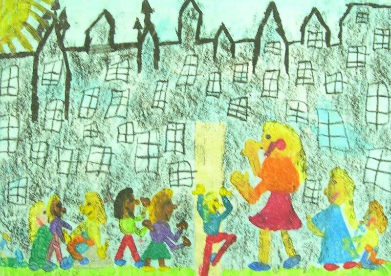 Детский рисунок. Замок. Из серии детских работ из Вольфсбурга.