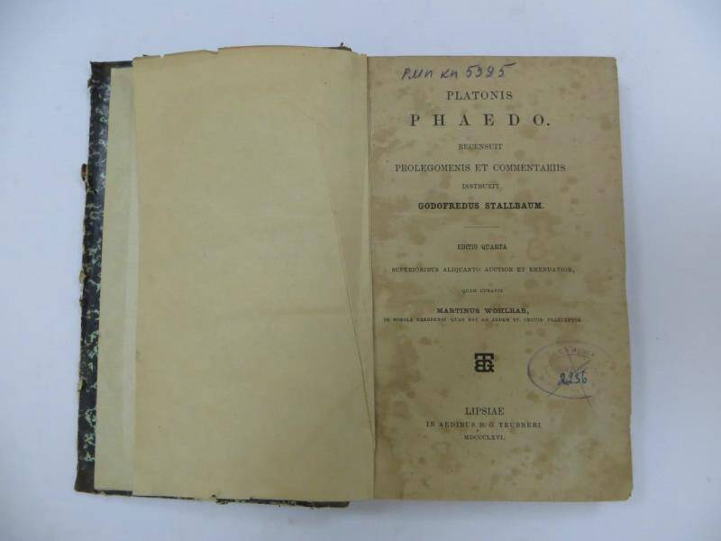 Книга. PLATONIS «PHAEDO». MDCCCLXVI