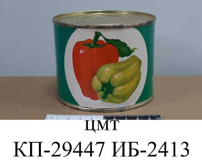 Коробка  жестяная для упаковки консервов «Перец фаршированный овощами в томатном соусе»