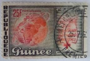 Марка почтовая Номинальная стоимость: 25 GFr - Гвинейский франк.