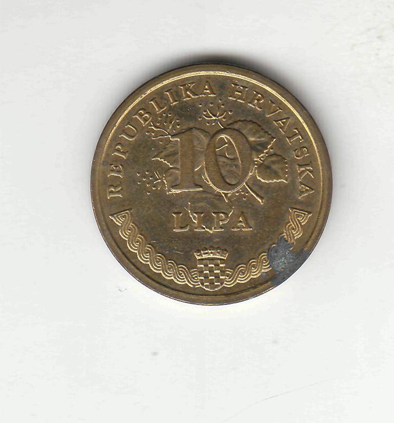 Монета 20 липа. Хорватия. 1997 г.