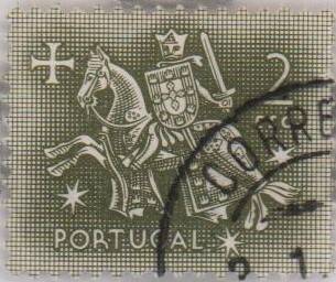 Марка почтовая Португалии Рыцарь на коне ( с печати короля Диниша I), номинальной стоимостью 2 португальских эскудо