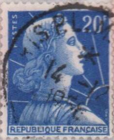 Марка почтовая Франции  Марианна де Мюллер, номинальной стоимостью 20 франков