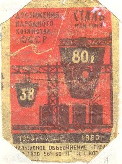 Спичечная этикетка из серии Достижения народного хозяйства СССР.