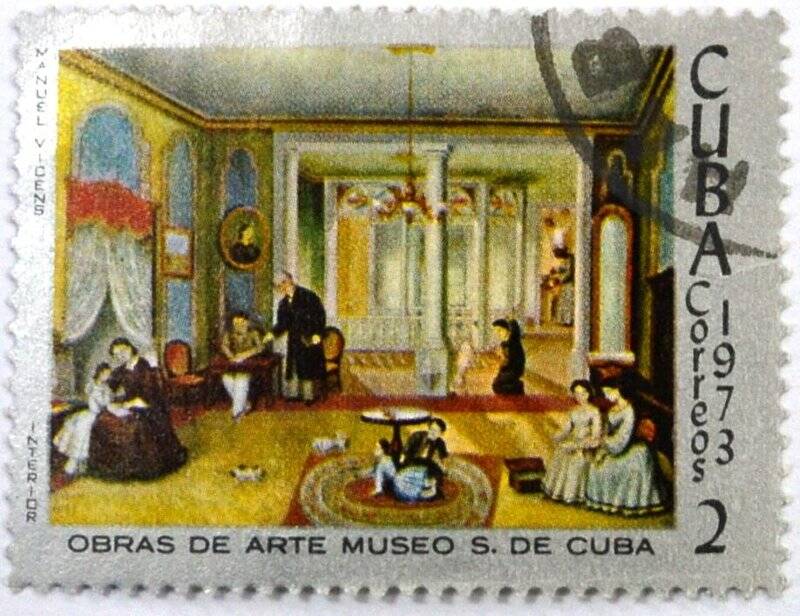 Почтовая марка (Куба) Mannel Vioens «Ynterior»