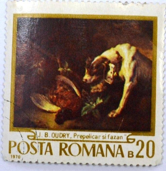 Почтовая марка (Румыния) «Y.B. OUDRY «Prepelicar si fazan»