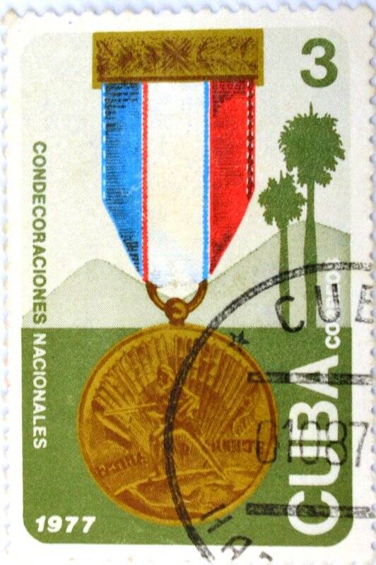Почтовая марка (Куба) «Медали»