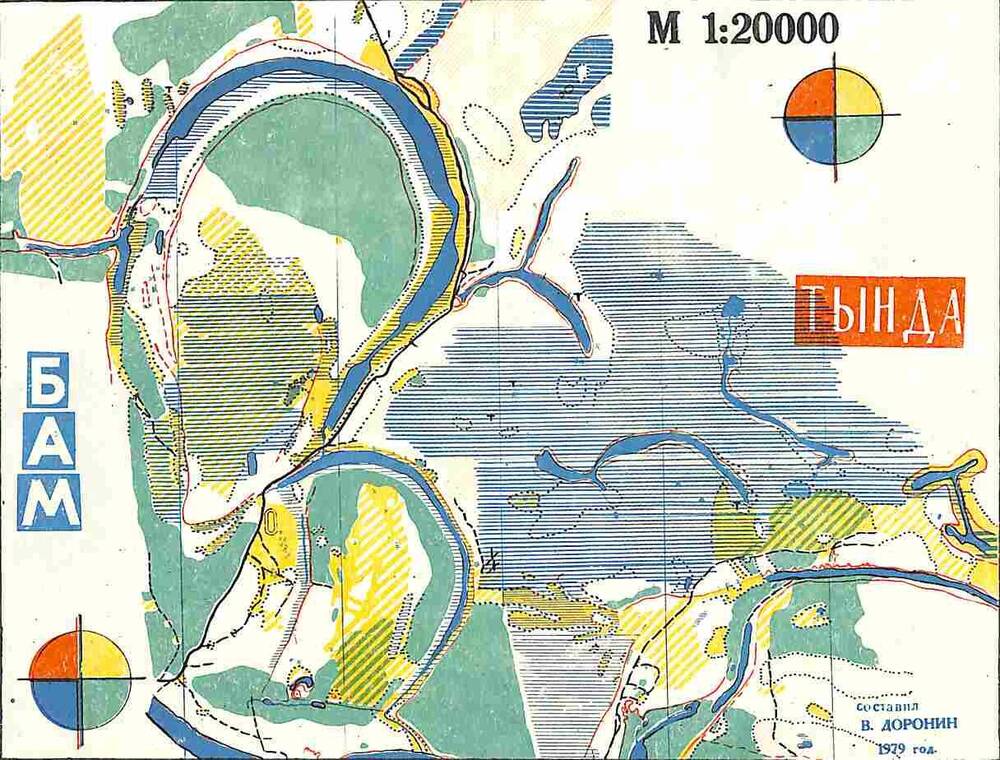 Карта-схема спортивная. Район лесного стадиона у Тынды. 1979 год