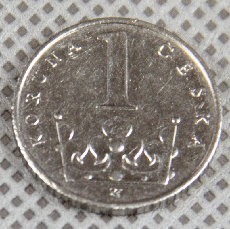 Монета достоинством в 1 чешскую крону