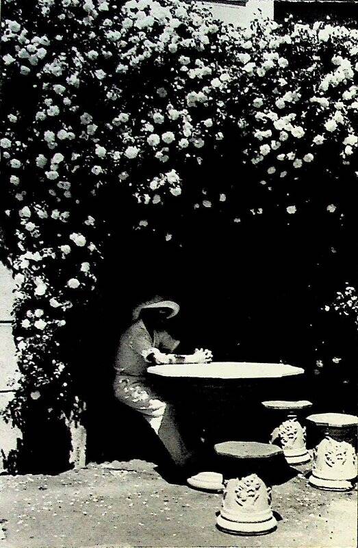 Фотография. Вениамин Андреевич Воробьев за столом в саду.