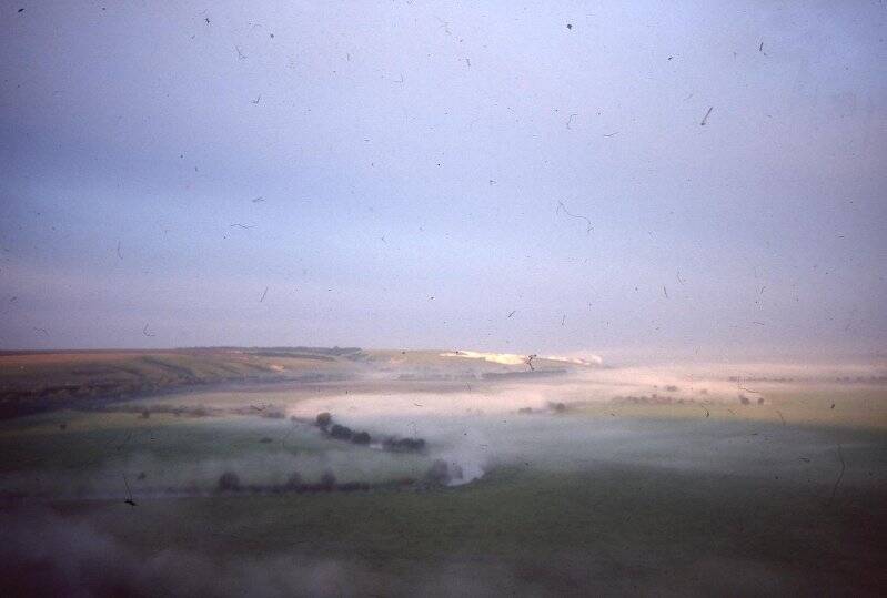 Слайд. Утренний туман над рекой Тихая Сосна.
