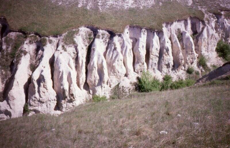Слайд. Вид на меловой каньонообразный овраг.