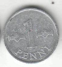 Монета 1 пенни 1970 г. Финляндия.