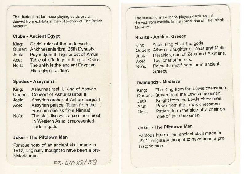Карта с пояснительным текстом из колоды карт игральных Ancient cultures (серия Британский музей)