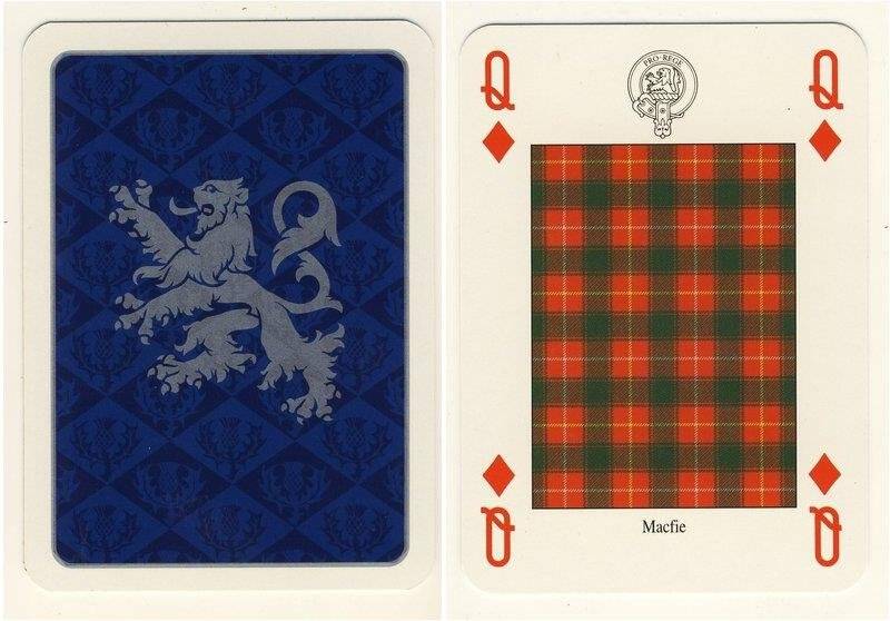 Дама бубен из колоды карт игральных Кланы и клетчатые шерстяные ткани Шотландии