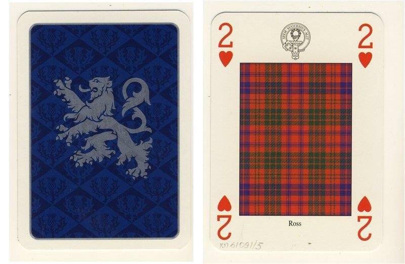 Двойка червей из колоды карт игральных Кланы и клетчатые шерстяные ткани Шотландии