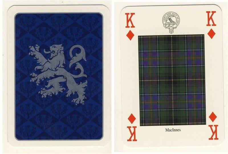Король бубен из колоды карт игральных Кланы и клетчатые шерстяные ткани Шотландии