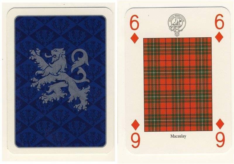 Шестёрка бубен из колоды карт игральных Кланы и клетчатые шерстяные ткани Шотландии